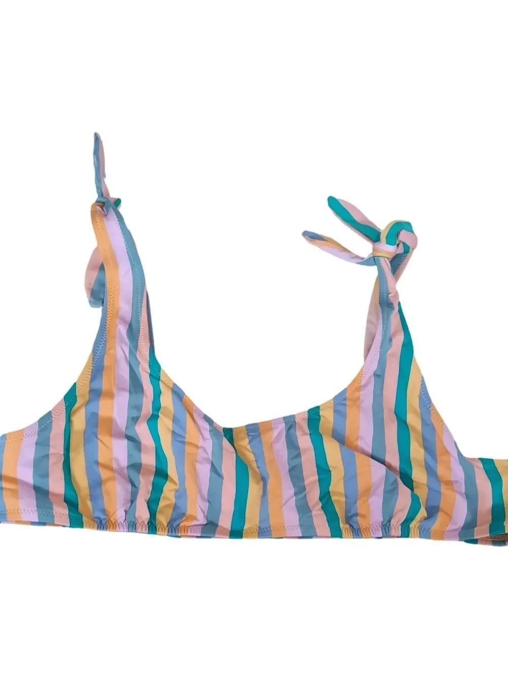 J. Crew Striped Bikini Top in Pink, Yellow, Teal, Blue